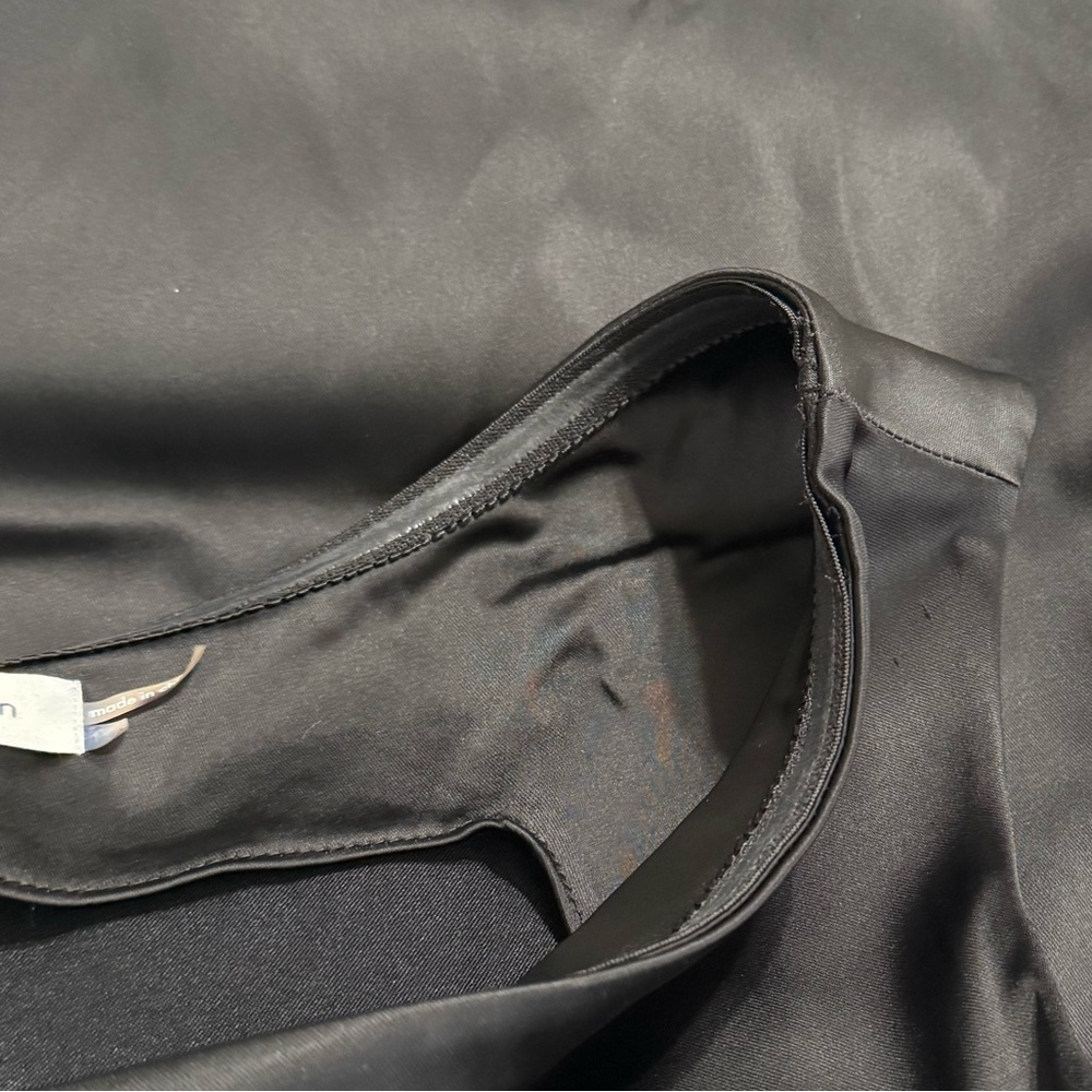 CALVIN KLEIN Black One Shoulder Mini Satin Dress Sequin Ruched Size M L 8 10 - Picture 7 of 8